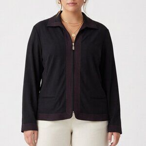 St. John Sport by Marie Gray Black Jacket with Pink Trim